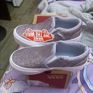 Vans Kids Glitter Slip-On Shoes - Silver